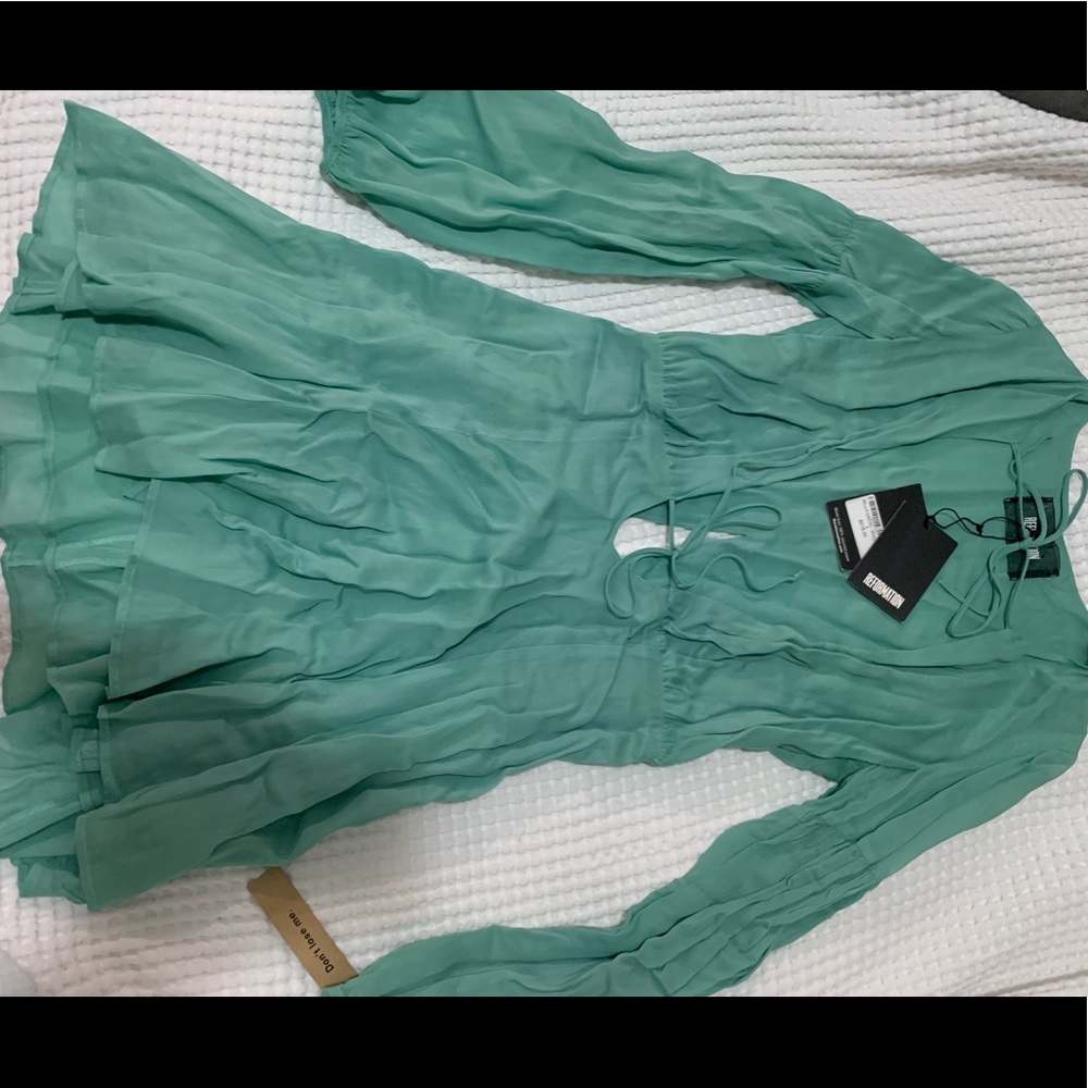 Reformation sea foam party dress!